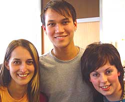 Photograph of Mark Taylor with coursemates Emma Gudgion and Kristen Tonge