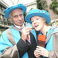 Green & Black's founders Craig Sams and Jo Fairley have been honoured by Kingston University.