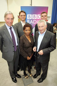 Any Questions? panellists former Chief Inspector of Prisons Lord Ramsbotham, RSA chief executive Matthew Taylor, writer and broadcaster Bonnie Greer and ConservativeHome.com editor Tim Montgomerie joined presenter Jonathan Dimbleby, front right, for the Radio 4 broadcast.