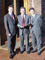 Photo of Professor Mark Hart (centre) with Stephen Pegge (Lloyds TSB) and Professor Robert Blackburn (Kingston University)