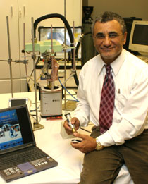 Photo of Professor Robert Istepanian with the OTELO system.