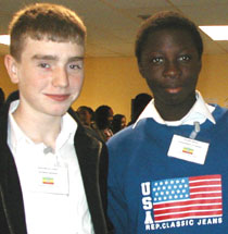 Photo of school pupils at the model United Nations conference.