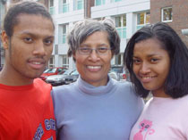Photo of Pandora Cedenio, centre, her son, Jahan, left, and daughter Javaria.