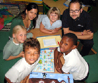 Studentsâ€™ Union volunteers Tanya Dâ€™Souza and Tony Grant have been mentoring pupils at Tolworth Junior School. 
