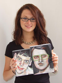 Design and illustration student Alice Moloney with some of her University project work 