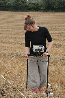 Dr Wickstead undertaking geophysical tests at Damerham