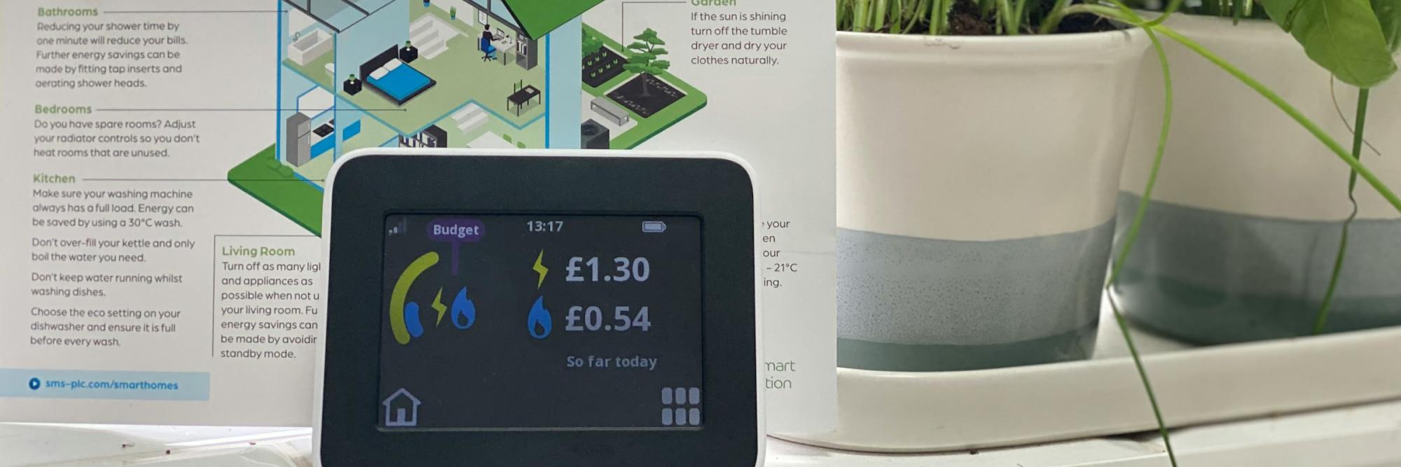 Energy smart meter displaying energy usage